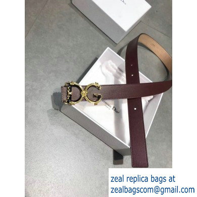 Dolce  &  Gabbana Width 3cm Belt Burgundy with Baroque DG Logo